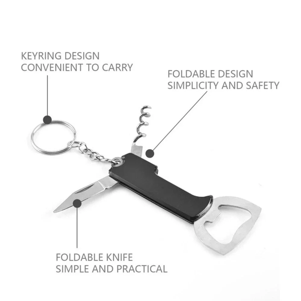 5 Pcs Foldable 3-in-1 Utility Key Chain Knife Bottle Opener for‎ Bottles & Wine